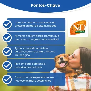 Racao N-D Pumpkin Caes Adultos Racas Medias Cordeiro pontos-chave